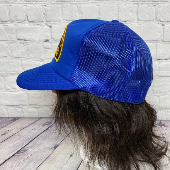 Vintage Trucker Hat Mesh Cap Snapback Blue Clearwater Welding Fort McMurray 80s - Picture 2 of 8